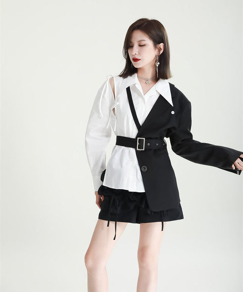 Cut-Out Ribbon Sleeve Shirt